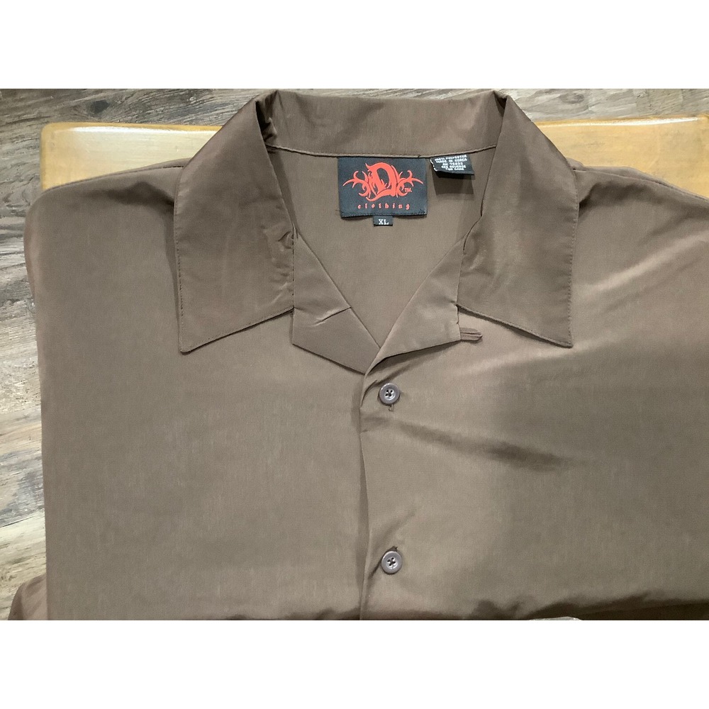 D Clothing‎ Bowling Shirt Mens XL Brown & Beige Embroidered Tribal NWT